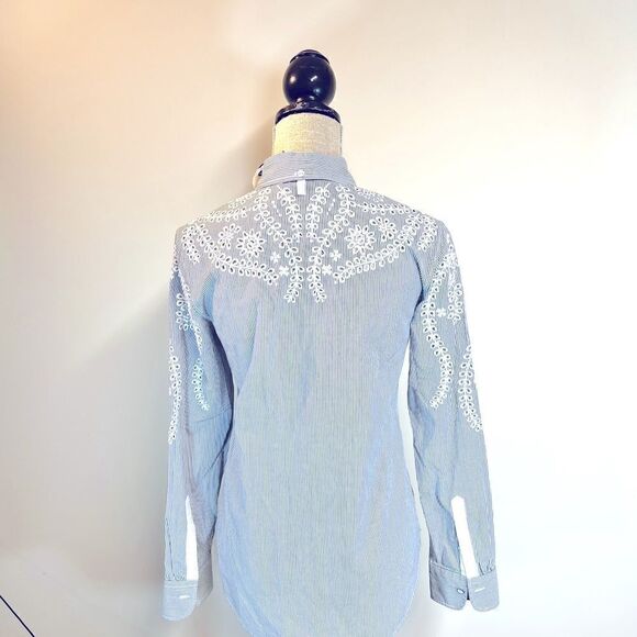 NWT rag & bone Anthropologie Striped eyelet blouse Women XS - Picture 4 of 9